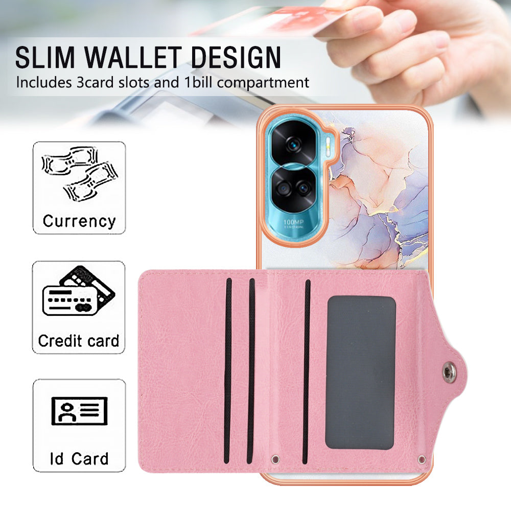 YB Leather Coating Series-9 for Honor 90 Lite 5G / X50i 5G Case Card Slot Kickstand PU+TPU IMD Phone Cover YB Leather Coating Series-9 for Honor 90 Lite 5G / X50i 5G Case Card Slot Kickstand PU+TPU IMD Phone Cover